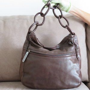 Chanel Rare Vintage Leather Ring Handle Hobo/Shoulder Bag